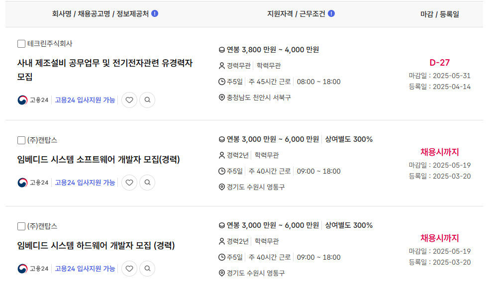 전자기사 현실 취업 및 연봉 - 합격률, 난이도, 시험일정 (+고연봉 일자리 바로가기) 1 전자기사-채용-공고